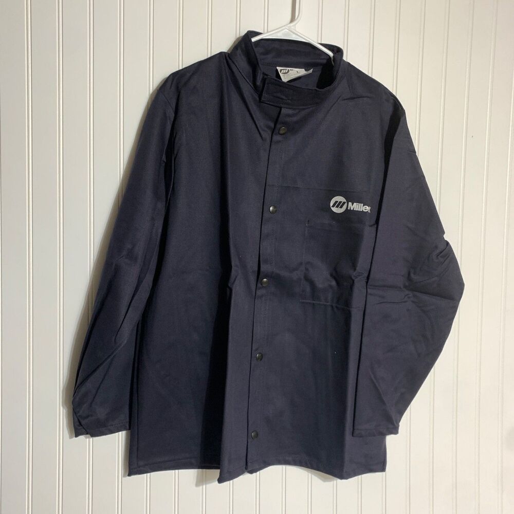 Miller Electric 244751 Men's Size L Navy Blue Lightweight Welding‎ Jacket FR